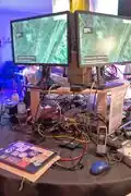 photo of cables and devices on our table