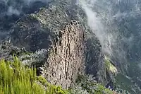 Board-like dyke below the summit of Pico Ruivo, Madeira.
