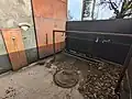 Interior view of a public bicycle wash station (inactive in winter)