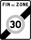 B51. Sortie d'une zone à vitesse limitée à 30 km/h.