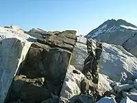 Dark dikes on Baranof Island, Alaska.