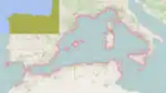 The area covered by the OpenSeaMap chart bundle 'Mediterranean Sea West' as of may 2016.