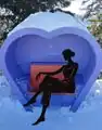 Photopoint featuring a heart-shaped bench tourism=photopoint photopoint:prop=bench