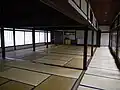 Tatami mats lined up as a flooring material