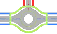 e) Path along a roundabout