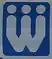 Weißes W auf blauem Grund