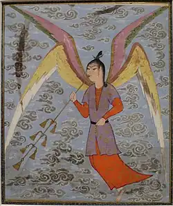 Angel not named in source for image; matches other images that name the angel Israfel