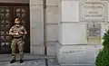 Government Protection Bureau officer guarding the area of the Chancellery of the Prime Minister of Poland
