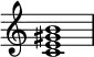 {
\override Score.TimeSignature #'stencil = ##f
\relative c' {
\clef treble \time 4/4
<c e gis b>1
} }