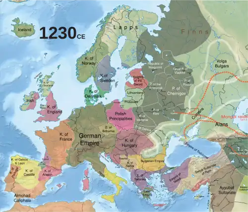 Mongol raids into Europe around 1230