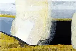 Ivo Křen, Above the Waterfall - Iceland, linocut 65 x 95&nbsp;cm, consecutive print in 23 colours, 2014