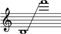 \new Staff \with { \remove "Time_signature_engraver" }
{
\cadenzaOn
b1 \glissando f'''1
}
