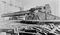 16-inch howitzer in the final stages of mounting