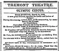 Advertisement for Olympic Circus, 1843