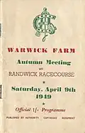 1949 AJC Chipping Norton Stakes racebook front cover