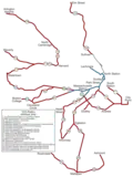 Streetcar lines remaining in Boston in 1953.