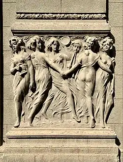 Relief on the Fanny and Isac Popper House (Strada Sfinților no. 1), Bucharest, by Alfred Popper, 1914[65]