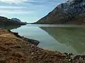 The shoreline of the lake