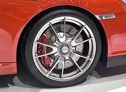 A modern centerlock wheel mounted on a 2009 Porsche 997 GT3