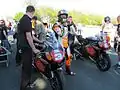 2013 Isle of Man TT&nbsp;— Start of the Newcomers Speed Control with Isle of Man TT winners John McGuinness (left) and Bruce Anstey (right) 25 May 2013