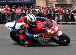 Superstock TT&nbsp;– Michael Dunlop (6) Honda Parliament Square, Ramsey 3 June 2013.