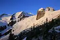 Hound's Tooth is large exposed rock face to right, north aspect (Anniversary Peak to left)