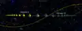 Its path across the sky on February 9 was north to south (30 minute positions shown)