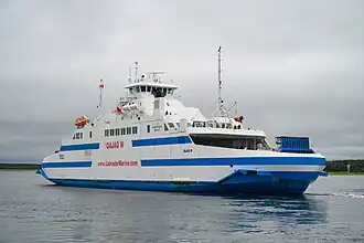 Labrador Marine Roll-on/roll-off cargo, QAJAQ W,[12] leaving the terminal at St. Barbe, Newfoundland