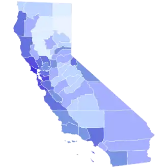 Top three Democrats' results by county in the regular primary