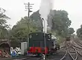 Peckett 0-4-0ST Works No. 2104 in the yard, preparing for a day's use on passenger trains