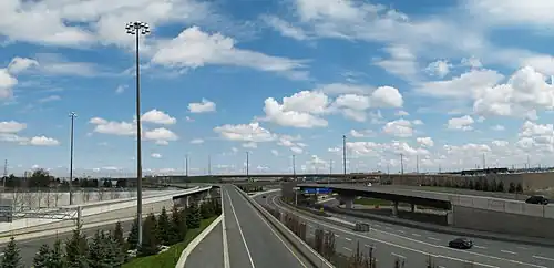 A sprawling interchange between Highway&nbsp;409 and 427 in Etobicoke, one of several in the Greater Toronto Area