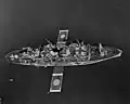 Floating helipads of the American hospital ship USS&nbsp;Haven&nbsp;(AH-12) waiting for helicopters to bring in Korean War wounded.