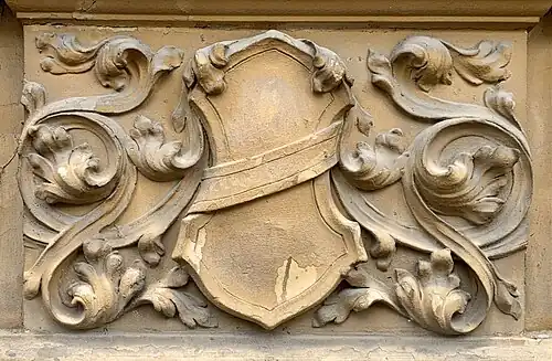 Gothic Revival rinceaux with cartouche of Strada Temișana no. 4, Bucharest, unknown architect, c.1900