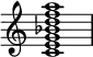 {
\override Score.TimeSignature #'stencil = ##f
\relative c' {
\clef treble \time 4/4
<c e g bes d f a>1
} }