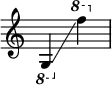{
\override Score.SpacingSpanner.strict-note-spacing = ##t
\set Score.proportionalNotationDuration = #(ly:make-moment 1/8)
\override Score.TimeSignature #'stencil = ##f
\relative c {
\time 2/4
\ottava #-1 g4 \glissando \ottava #1 f''''
}
}