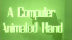 Three-dimensional letters read: A Computer Animated Hand