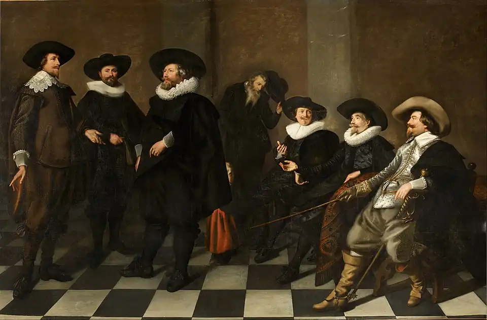 Regents of the old city orphanage, painting by Abraham de Vries can still be seen in the wall of the regent's room where it was installed in 1633.