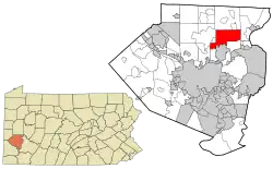 Location in Allegheny County and state of Pennsylvania