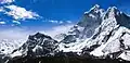 Amphu Gyabjen (left) and Ama Dablam viewed from west.
