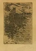 With her child, 1890 etching, 12.5&nbsp;cm ×&nbsp;8.7&nbsp;cm (4.9&nbsp;in ×&nbsp;3.4&nbsp;in)