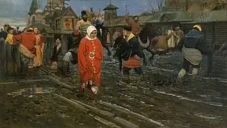A 17th-century Moscow Street on a Holiday. 1895