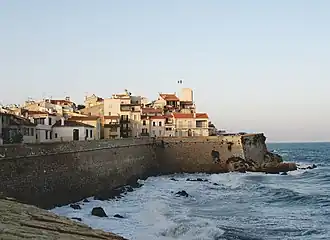 View of the old city (Vieille Ville) of Antibes by the Mediterranean