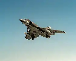 Super Etendard approaching USS Abraham Lincoln