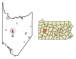 Location of Kittanning in Armstrong County, Pennsylvania.