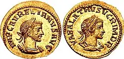 Front and back of ancient coin