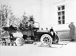 Kégresse outside Alexander Palace, Tsarskoye Selo, Russia, January 1917