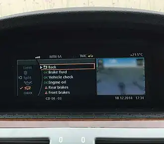 LCI iDrive showing service items.