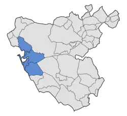 Location of Bay of Cádiz in the province of Cádiz