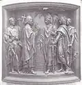 Bernward welcomed to Rome by Sylvester&nbsp;II (Otto&nbsp;III at his side)