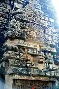 A pediment on one of the sides of the temple.